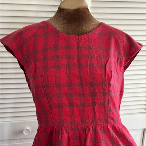 Mata Traders Red Plaid Cap Sleeve Dress M - Picture 2 of 6